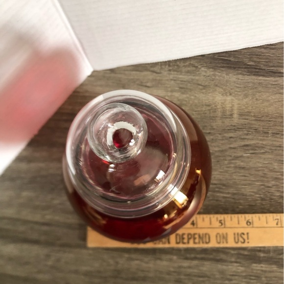 Vtg Hughes Ruby Glass Apothecary Jar with Etched Cornflower Design - Picture 10 of 12